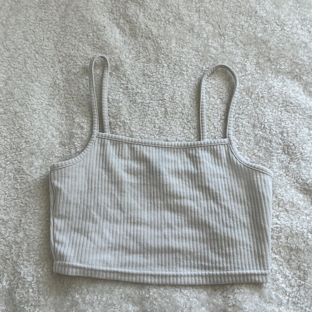 H&M white ribbed cropped tank